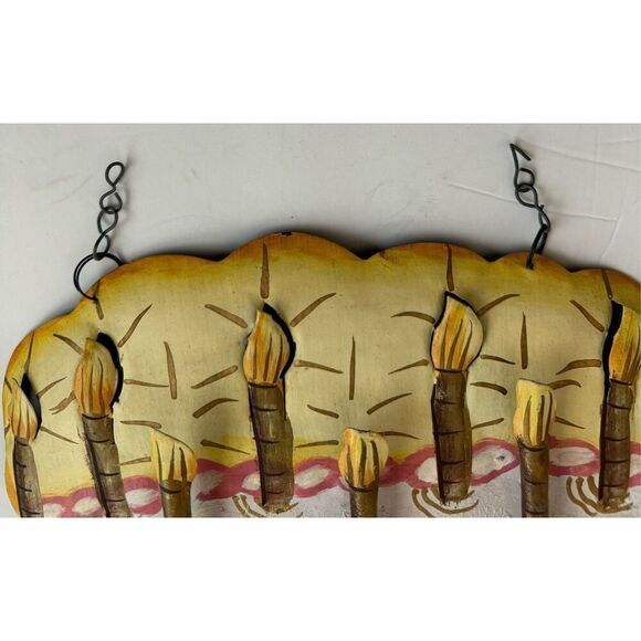 Vintage Metal Birthday Cake Wall Art Bakery Whimsical Decor Hanging Display Sign - Picture 2 of 4